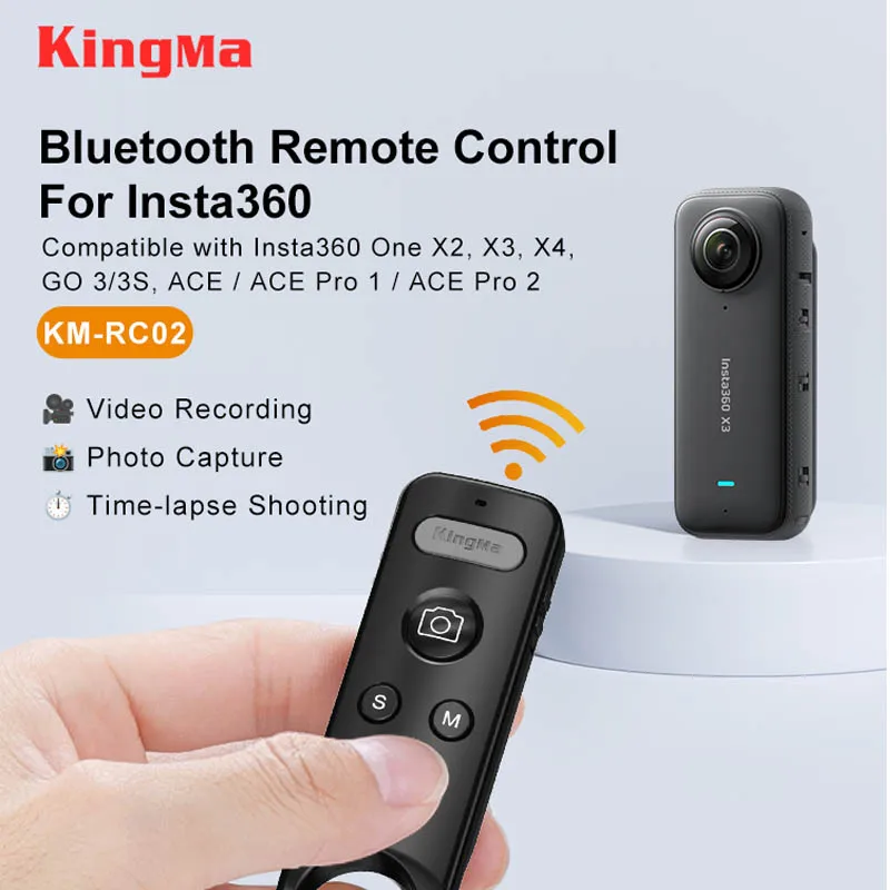 Original Kingma Bluetooth Remote For Insta360 ONE X5/X4/X3/X2/GO2/Go2S/ Ace Pro/Ace Pro 2 Camera Controller Accessories