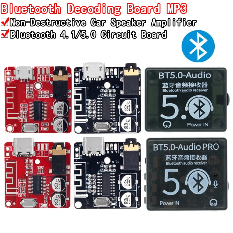 Mini Bluetooth 4.1/5.0 Decoder Board Audio Receiver BT5.0 PRO MP3 Lossless Player Wireless Stereo Music Amplifier type-c Module