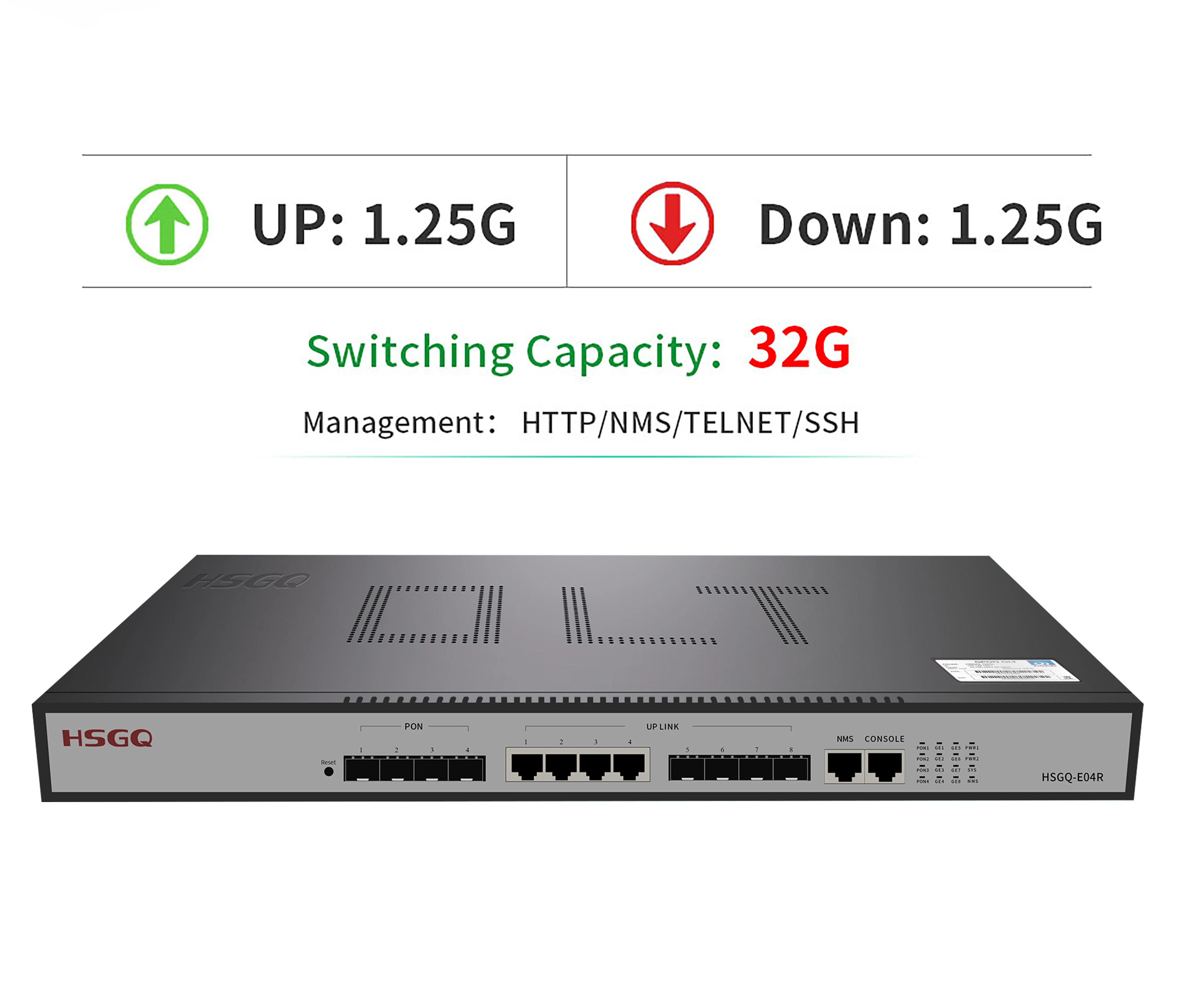 4 PON port 1.25G mini ftth fiber optic HSGQ E04L epon gpon olt with web management and NMS function