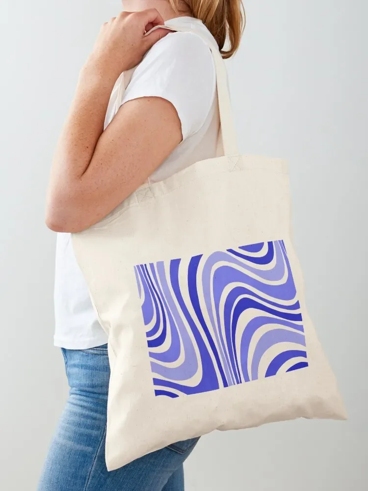 Aesthetic Retro Blue Swirl Tote Bag shopping cart bags Customizable tote bag Bag