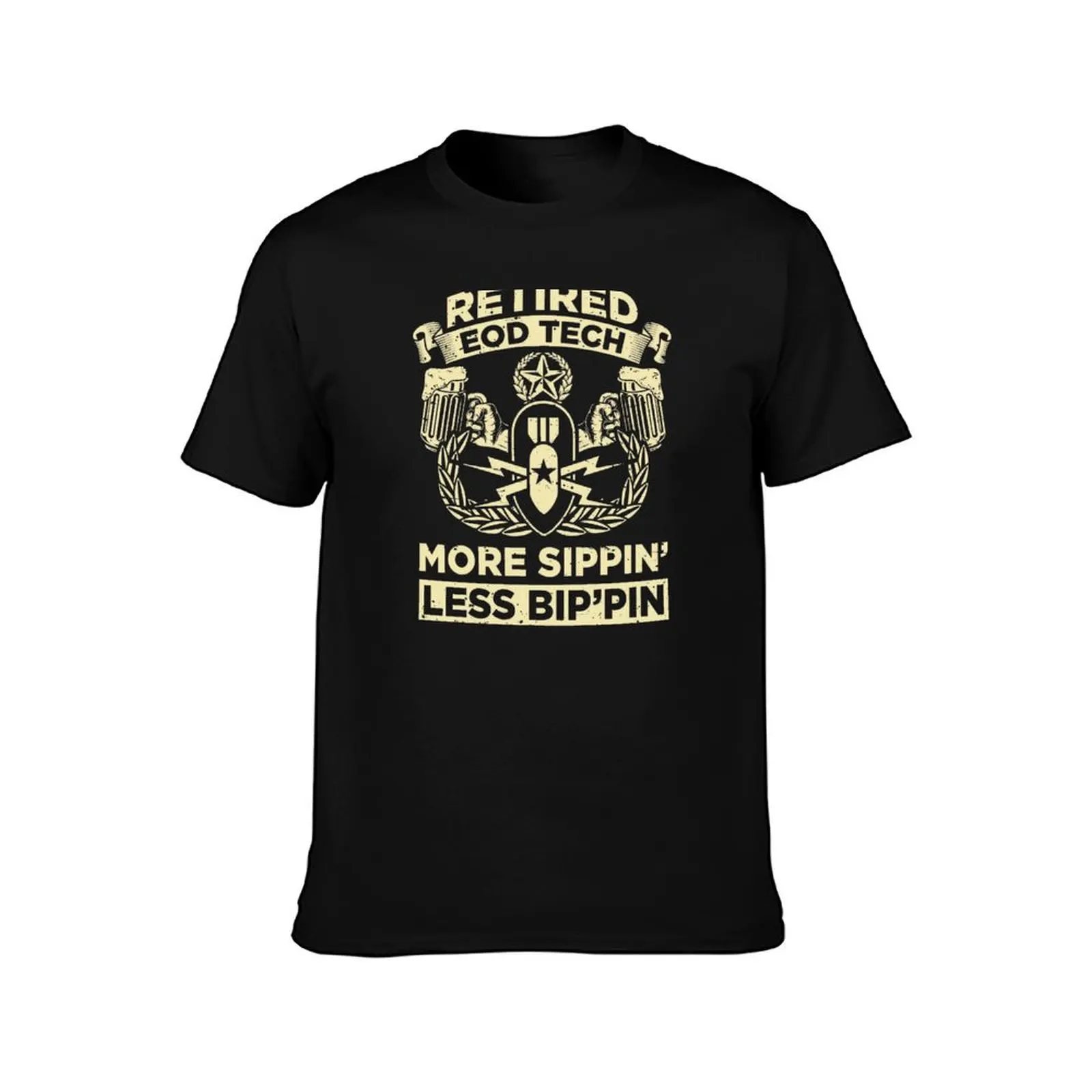 Retired EOD Tech More Sippin' Less Bip'pin' - EOD Explosive Ordnance Disposal Master Badge T-Shirt