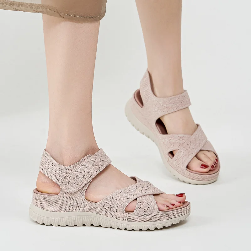 Low Sandals Woman Leather Shoes Summer Heels Large Size Low-heeled Girls Sports Big Comfort Fashion Clogs 2024 Slides Scandals