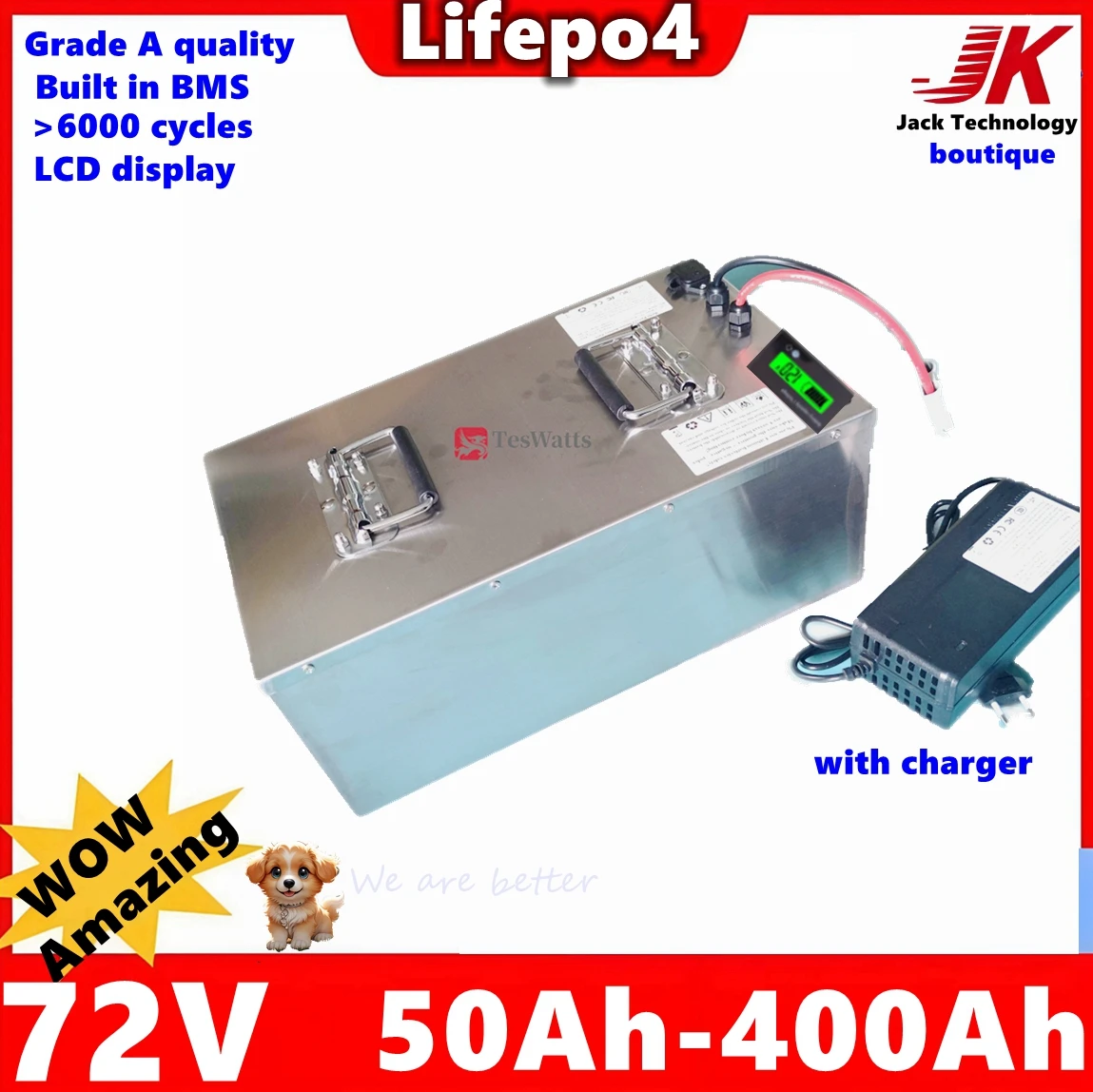 

72v 50Ah 5KW Lifepo4 Battery 60Ah 80Ah 100Ah 150Ah 200Ah 300Ah 400Ah for 7KW 14KW Tricycle Motocycle Scooter，EV，AGV car,Forklift