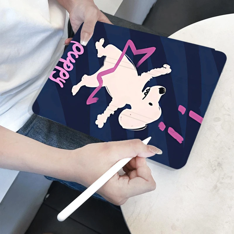 

White Abstract Puppy Smart PU Case for Ipad Air 3 Generation 2019 Ipad Mini 6 IPad Air 5 2022 Air 4 Case 10.2 7th 8th 9th Gen