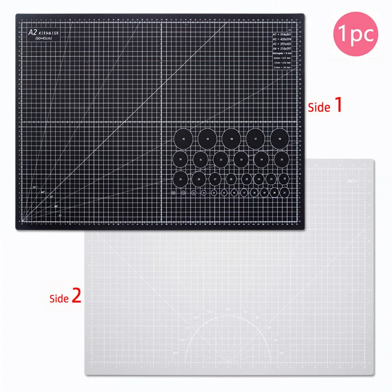 Tapis de coupe auto-guérison A2 23,6 x 17,7 pouces, tapis artisanal polyvalent pour bricolage/bureau/école/couplage, surface de travail quadrillée antidérapante