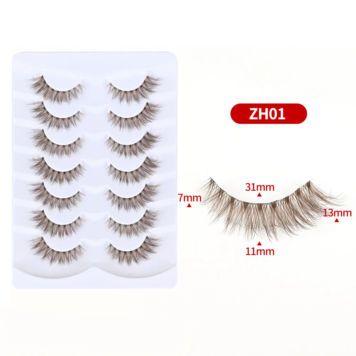 5/7 Paar braune falsche Wimpern, Katzenwimpern, natürliche, flauschige Fuchswimpern, sanft, nicht übertrieben