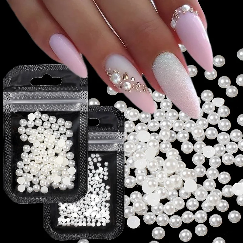 Flat Bottomed Nail Rhinestones Semi-Circular Nail Charm Pearl Nail Parts for Nails Nail Figures Nail Art Accessories Supplies