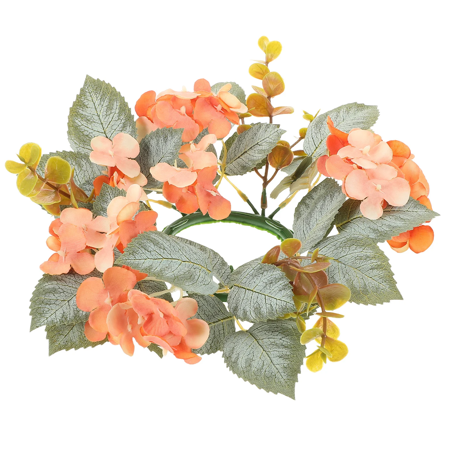 

Artificial Hydrangea Eucalyptus Ring Realistic Floral Wreath for Wedding Table Decor Home Party Centerpiece Tabletop