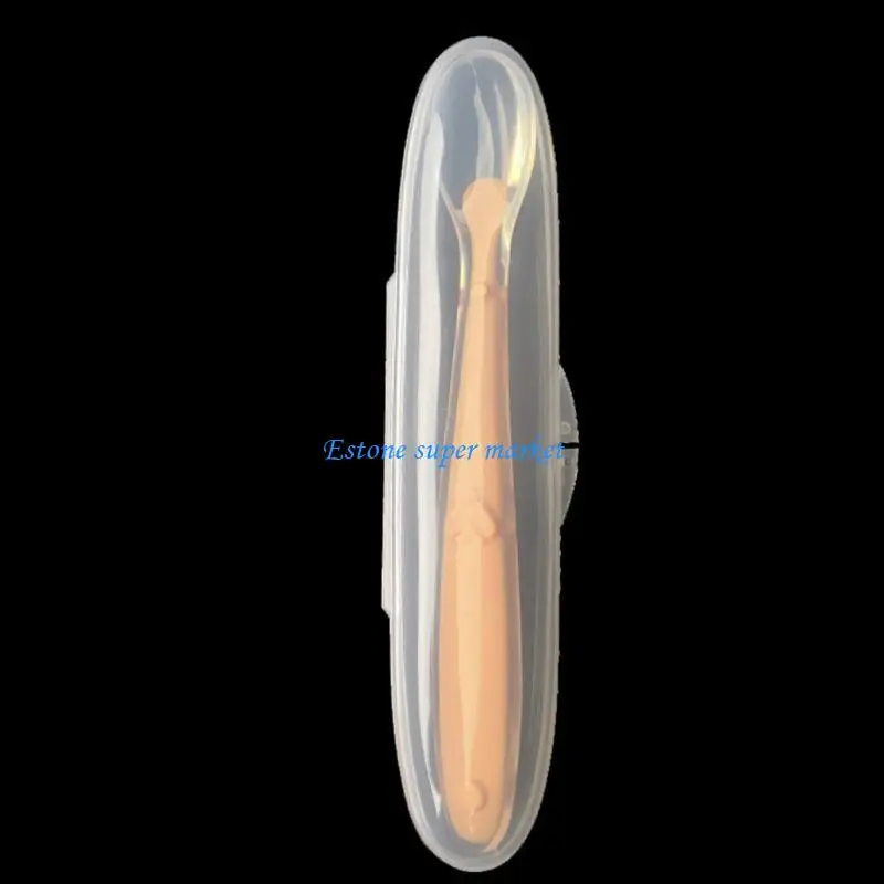090B Baby Soft Silicone Spoon with Storage Box Candy Color Spoon Children