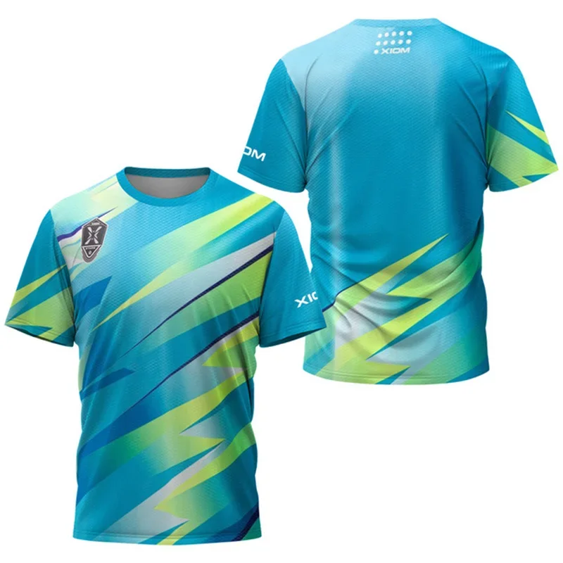 Men's table tennis T-shirt Gradient 3D printed pattern Men's Summer Tennis Badminton T-shirt Top table tennis quick drying short