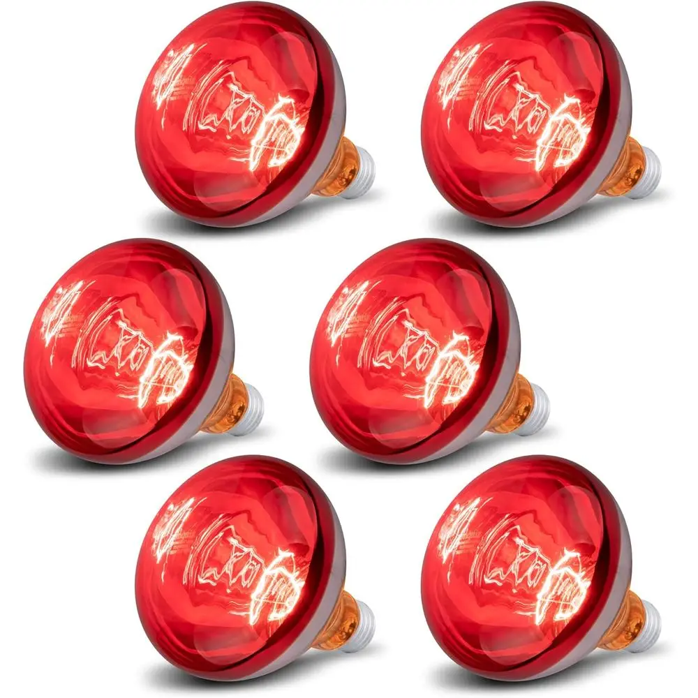 

6 Pack 250W Heat Lamp Bulbs or Chicks, R40 Brooder Heat Lamp or Chickens, Inrared Relector Heating Bulbs, Incscent Heat or Pet,