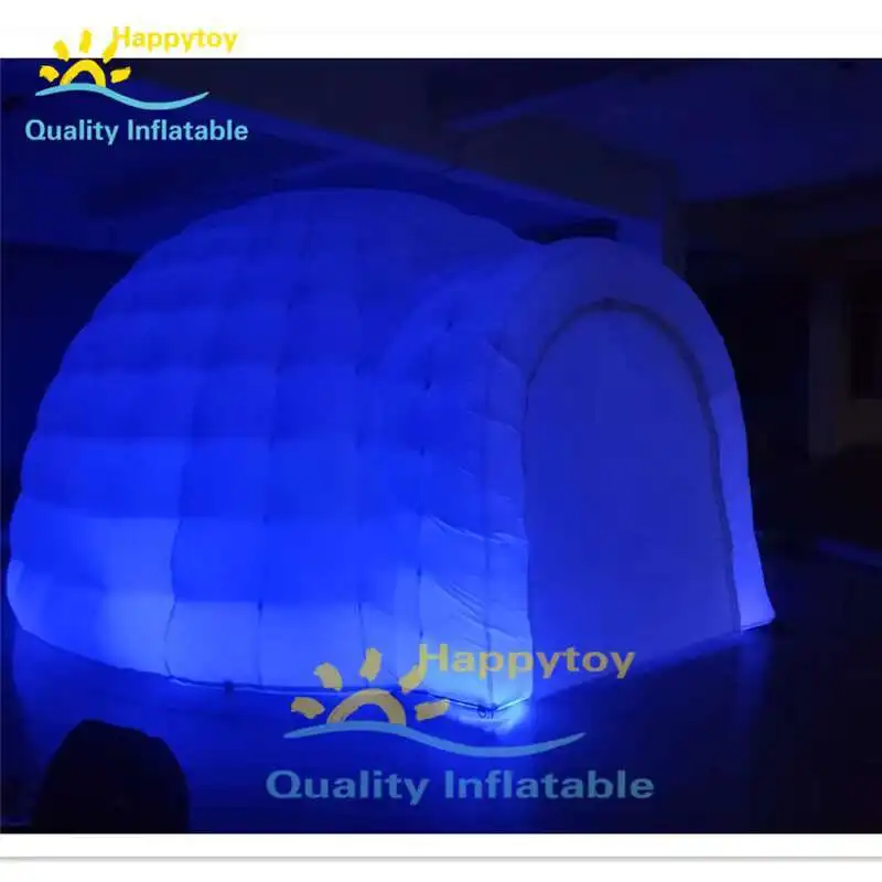 Tienda inflable de cúpula de jardín para publicidad, promoción, fiesta, evento, tienda iglú blanca inflable con luz LED a la venta