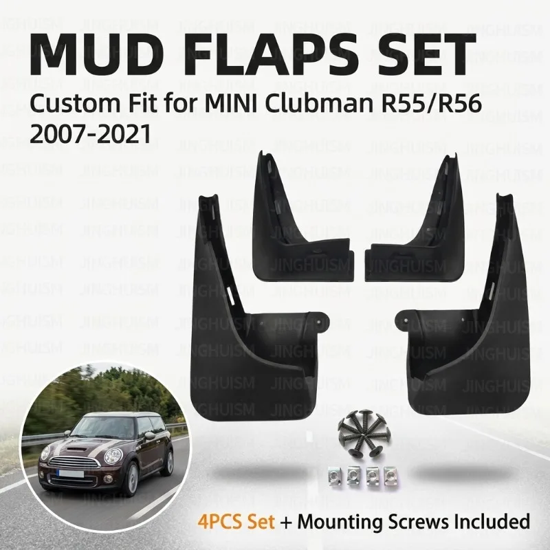 Mud Flaps for BMW MINI Clubman R55 R56 2007-2021 Car Mudguards Fenders Exterior Decoration Modification Accessories ABS Black