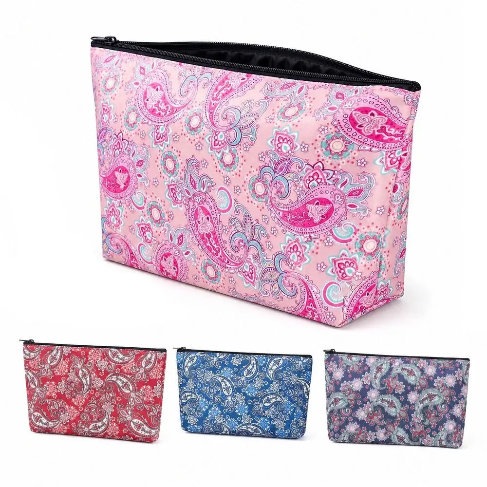 Shockproof Mahjong Storage Bag Zipper Closure Large Capacity Travel Wash Bag Boxy Structure Patterned Makeup Pouch Mahjong Tiles