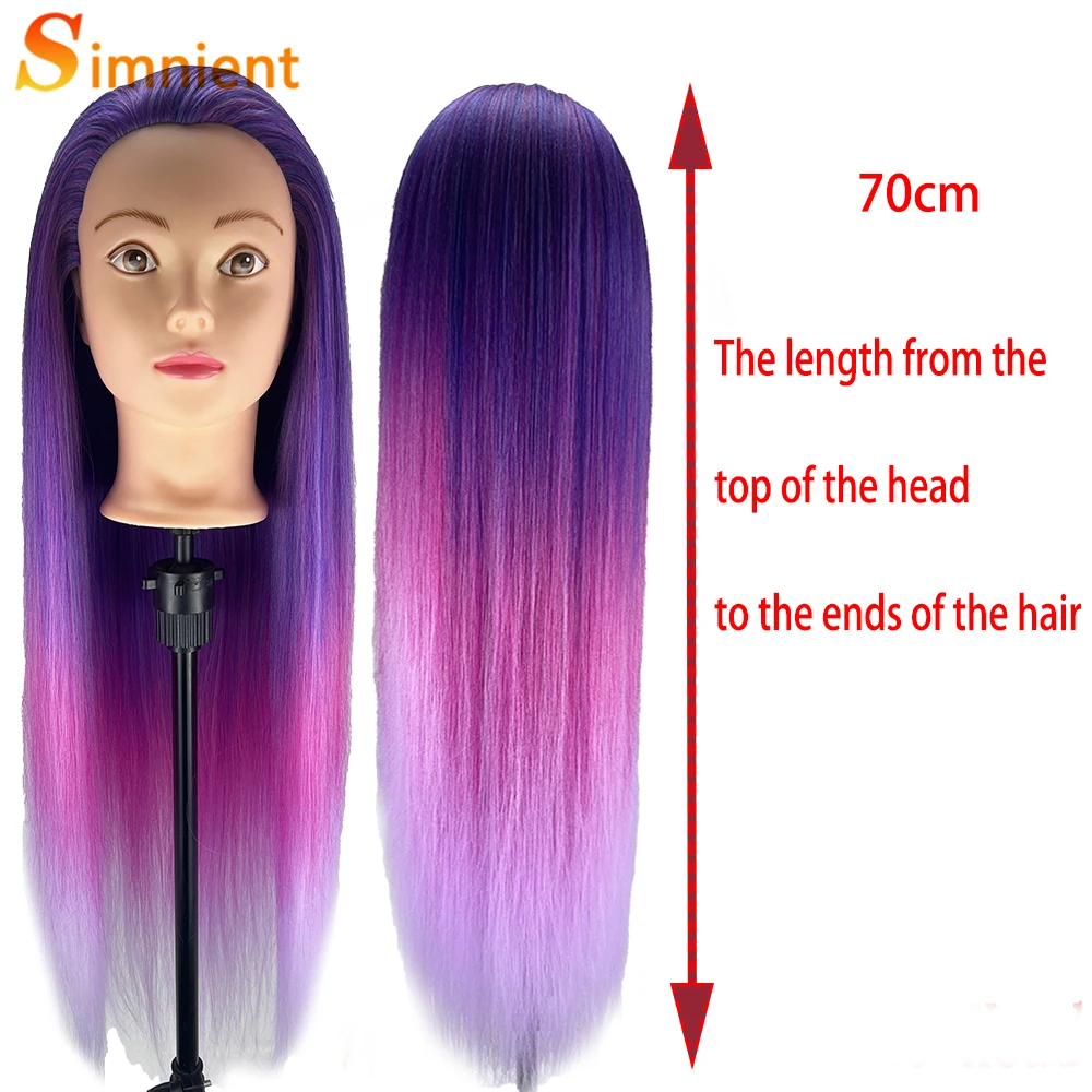 Ferramenta de cabeleireiro e cabeleireiro, Straight Hair Training, Manequins Head for Makeup, Hair Trançando Practice, Salon Head, 70cm