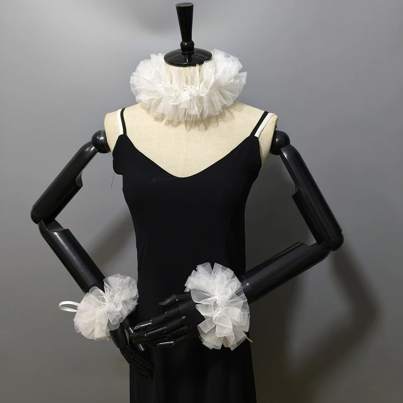 Mesh Small Puffy Collar Scarf Palace Tulle Ruff Collar Lace Neck Layered Ruffle Decorative Fake Collar Cosplay Costume Accessory