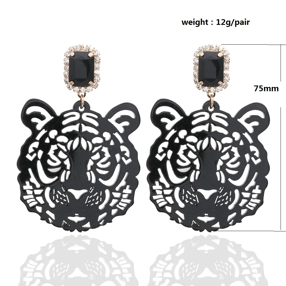 Personality Drop Tiger Green Earrings For Woman Trenday Charm leopard Trendy Copper Resin Hollow Out Female Grote Oorbellen Gift