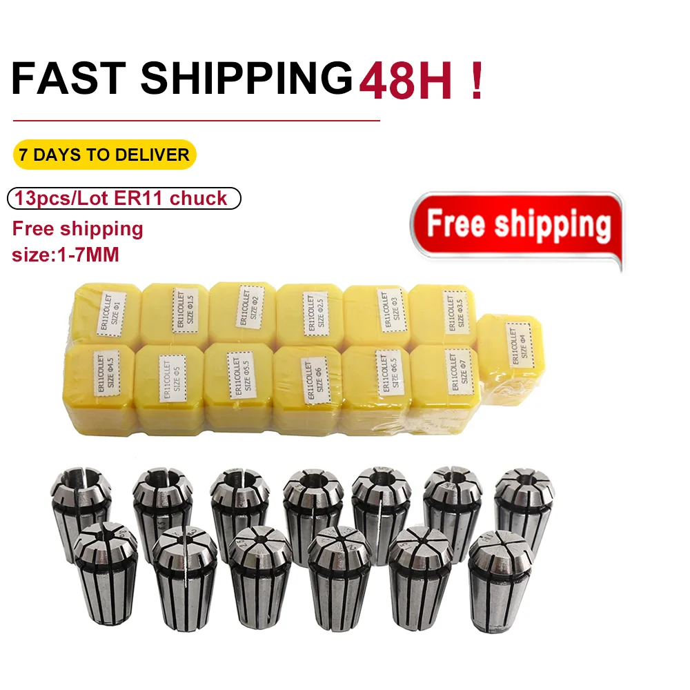 

13Pcs ER11 Chuck Spring Collet Set For CNC Engraving Machine & Milling Lathe Tool For Spindle Motor