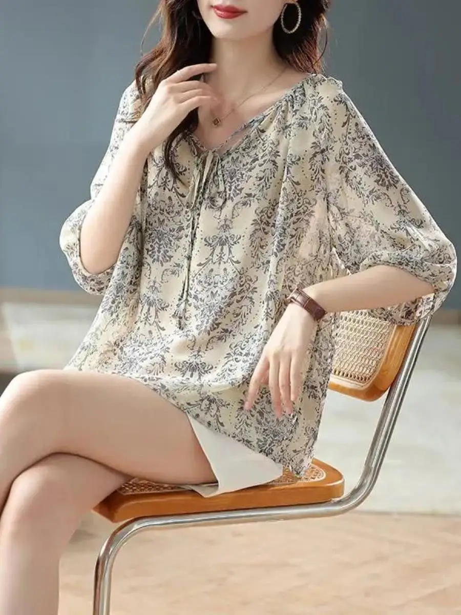 ladies-spring-summer-chiffon-shirt-v-neck-design-belted-print-cover-up-top-bottoms-set-sleeve-length-3-4-brand-qisaiyin
