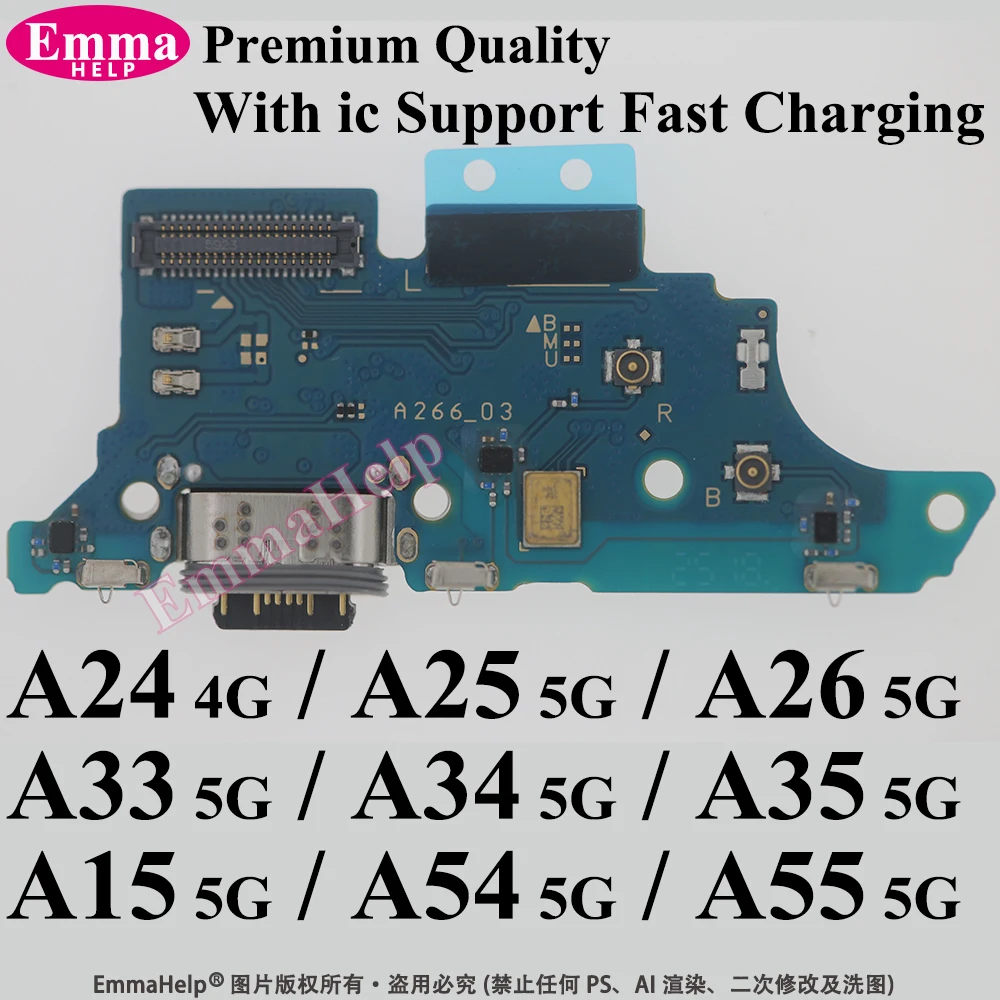 Шлейф USB-порта для зарядки Samsung A34 A24 A15 A25 A26 A33 A35 A54 A55 A556 A346, 1 шт.