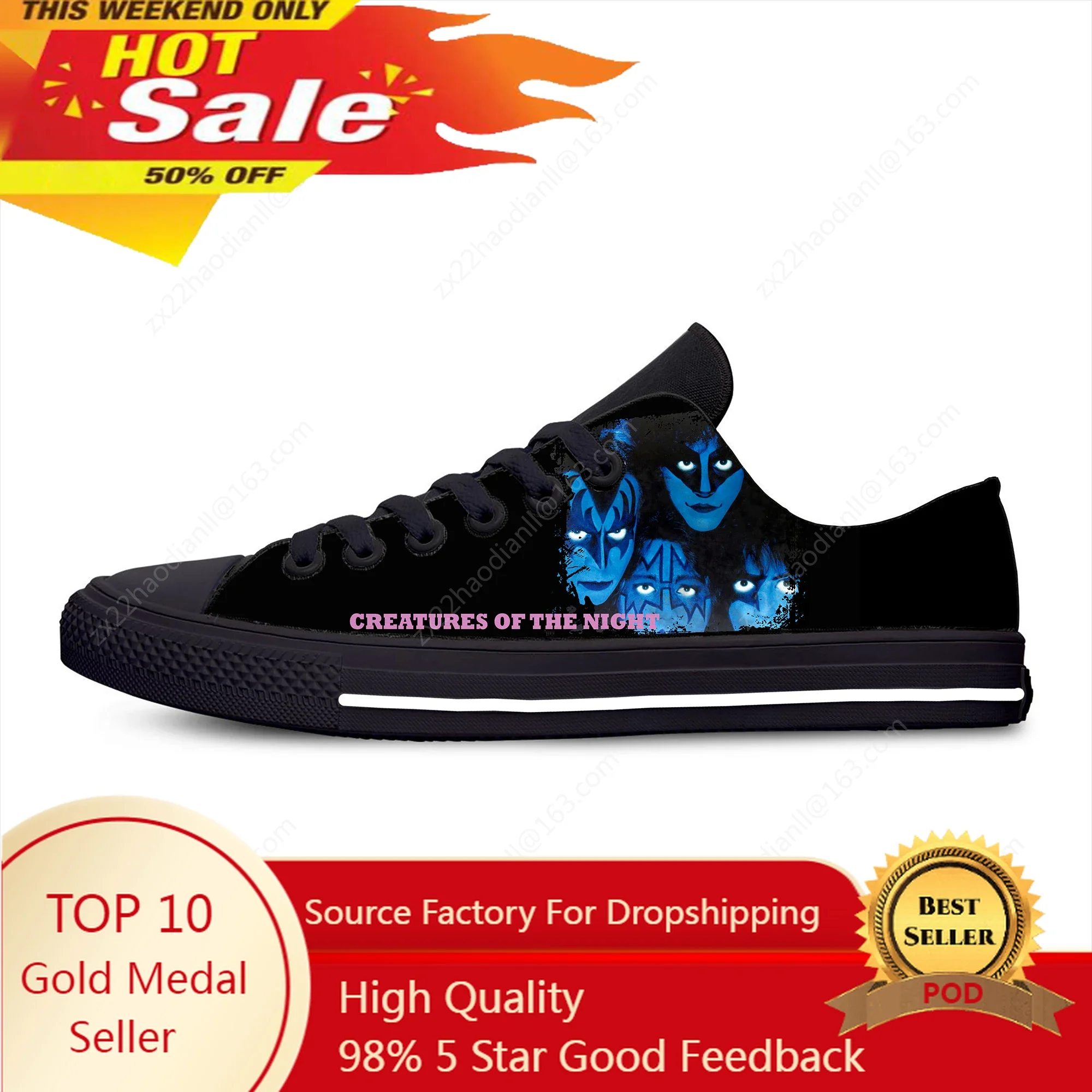 

Creatures of the Night Low Top Sneakers Mens Band Kiss Womens Teenager Casual Shoes Canvas Running 3D Shoes Lightweight shoe