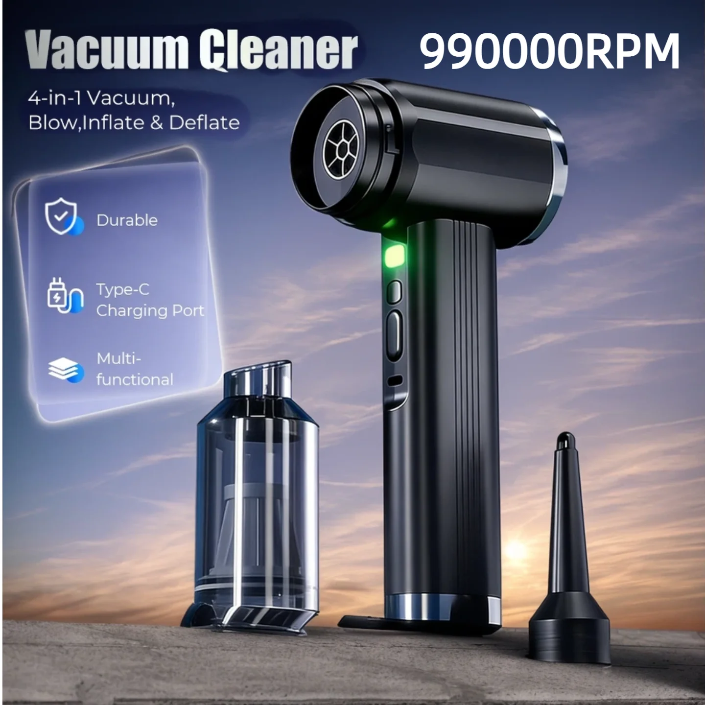 

Powerful Air Blower Wireless Vacuum Cleaner 990000RPM High Power Wireless Blower Car Air Gun Portable Fans Handheld Snow Jet Fan