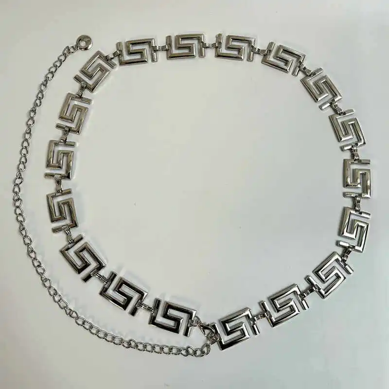 Designer Metal Waist Chain Gold and Silver Women's New Fashion Dress Belt Trendy Chain Belt