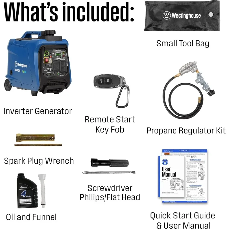 مولد عاكس الوقود المزدوج 4000 واط، هادئ للغاية وجاهز للمركبات الترفيهية، مستشعر CO للبدء عن بعد