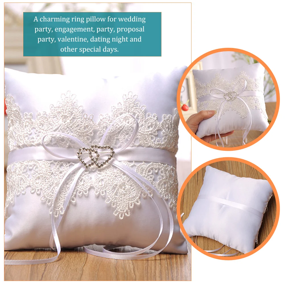 

Elegant Lace Pillow Wedding Ceremony Cushion Bearer Holder Bridal Party Decoration Engagement Proposal Valentine