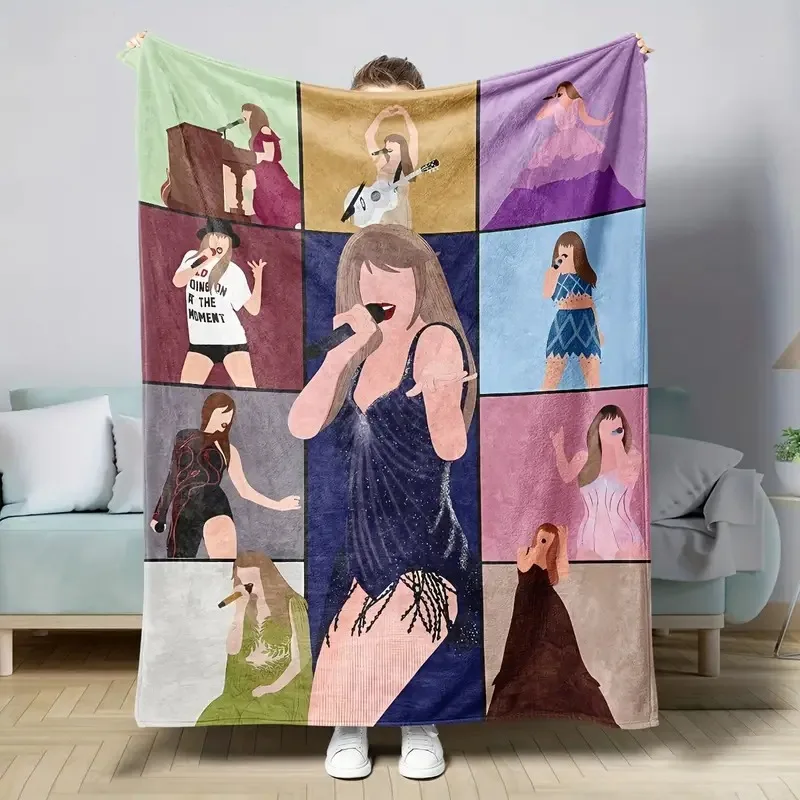 Music enthusiast digital-printed polyester Bedroom velvet flannel soft sofa cover blanket Fleece soft cover blankets for beds