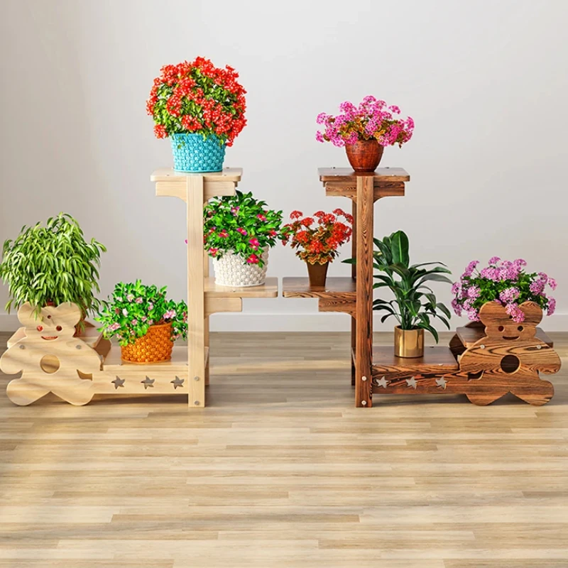 Solid Wood Flower ShelfBalcony RackIndoor Living Room Floor StandMulti-layer Plant Pot HolderDecorative Furniture New Arrivals