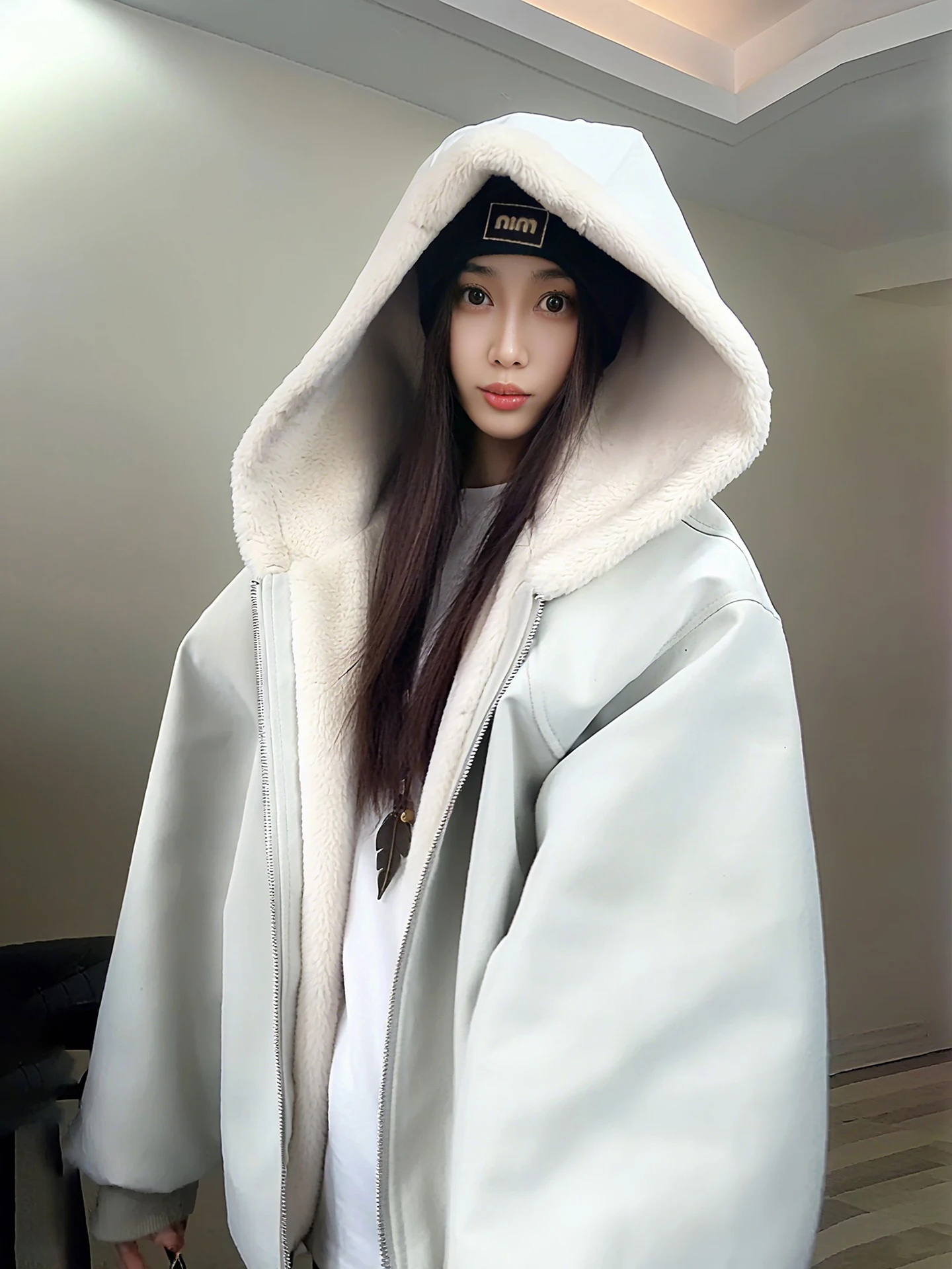 معطف شتوي للرجال من Thiened Fce مبطن بقلنسوة من جلد البولي يوريثان معطف من القطن مع ياقة من الفرو ملابس خارجية غير رسمية للشباب #3