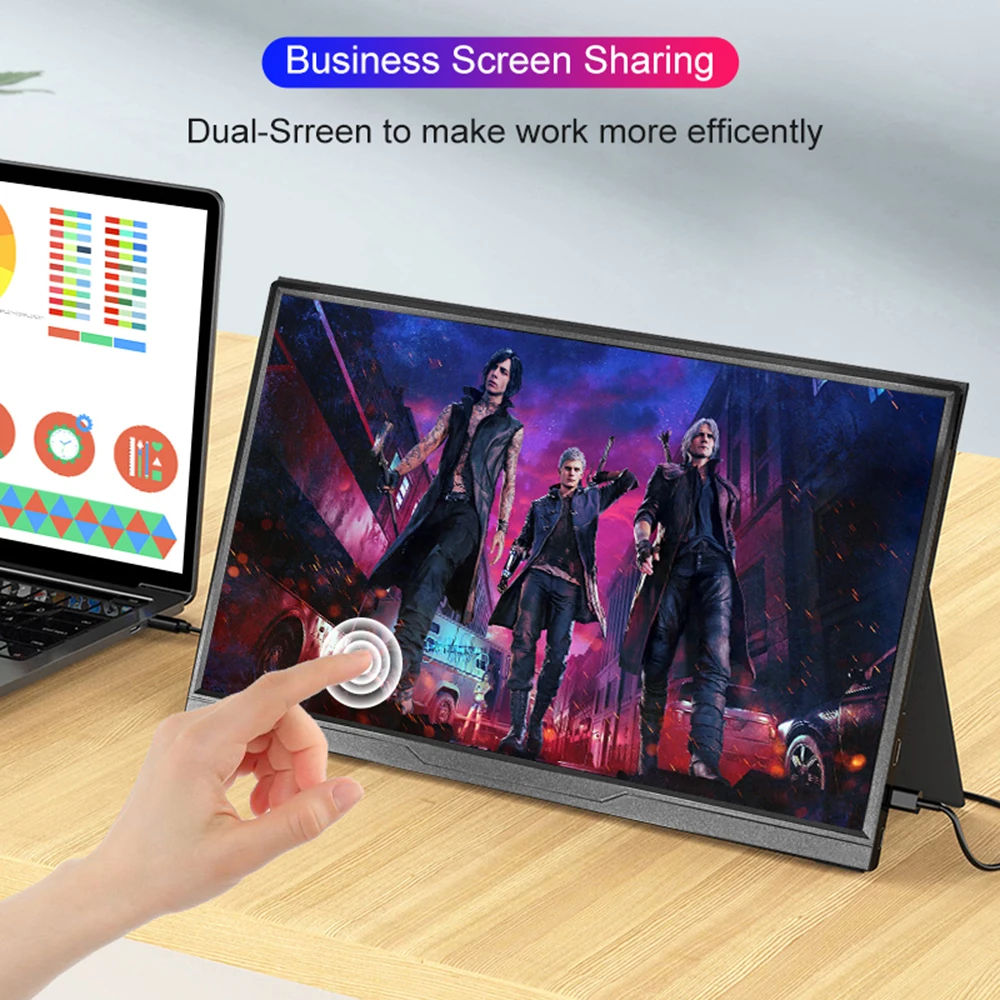 LANLIPU 14inch Touch Monitor IPS Extension Display USB-C HDMI For Laptops Xbox PS4/5 Switch Mobile Phones Computer Gaming Screen