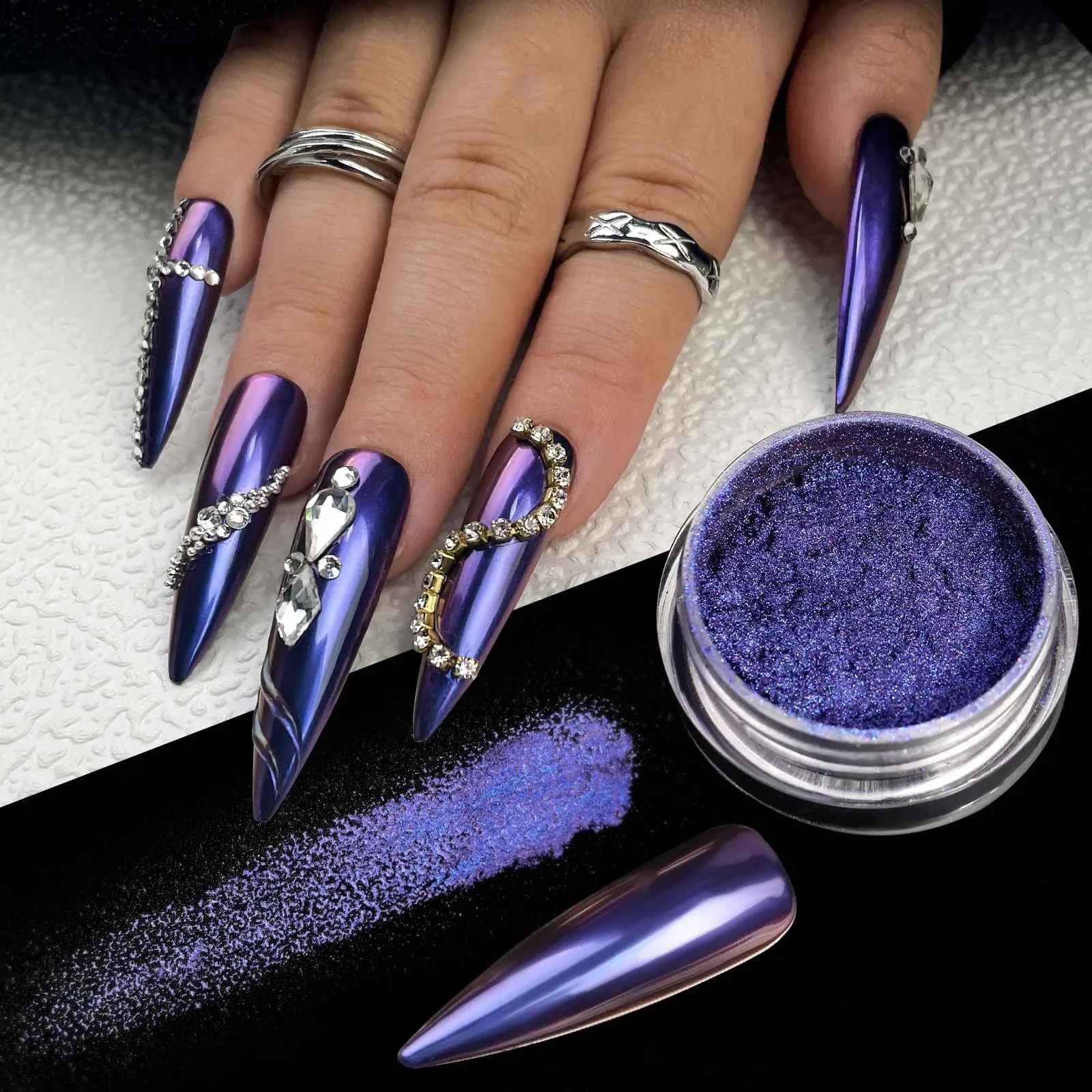 Colored titanium mirror nail glitter y2k solid color metal chrome gel polish glitter mirror effect can DIY nail art charm nails