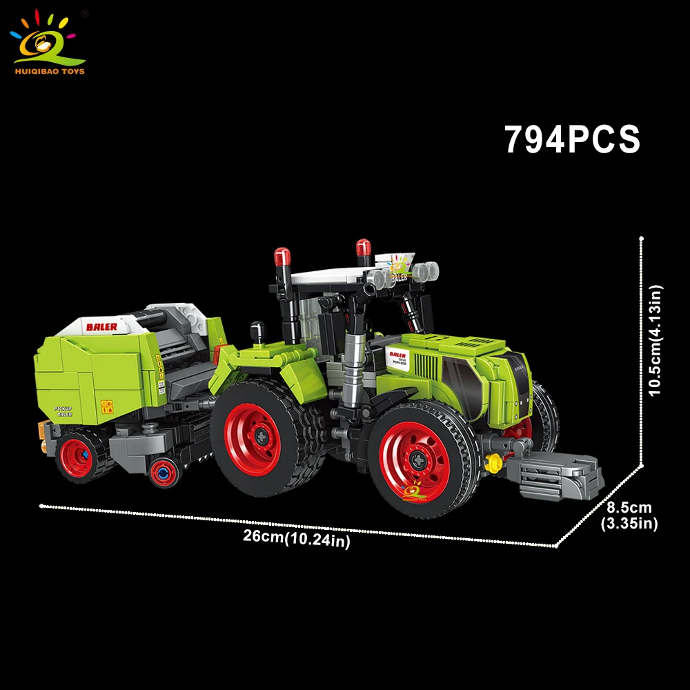 HUIQIBAO Farmer Lkw modell Baustein Traktor Grubber Harvester Fahrzeug MOC Auto Ziegel Stadt Bau Spielzeug Für Kinder