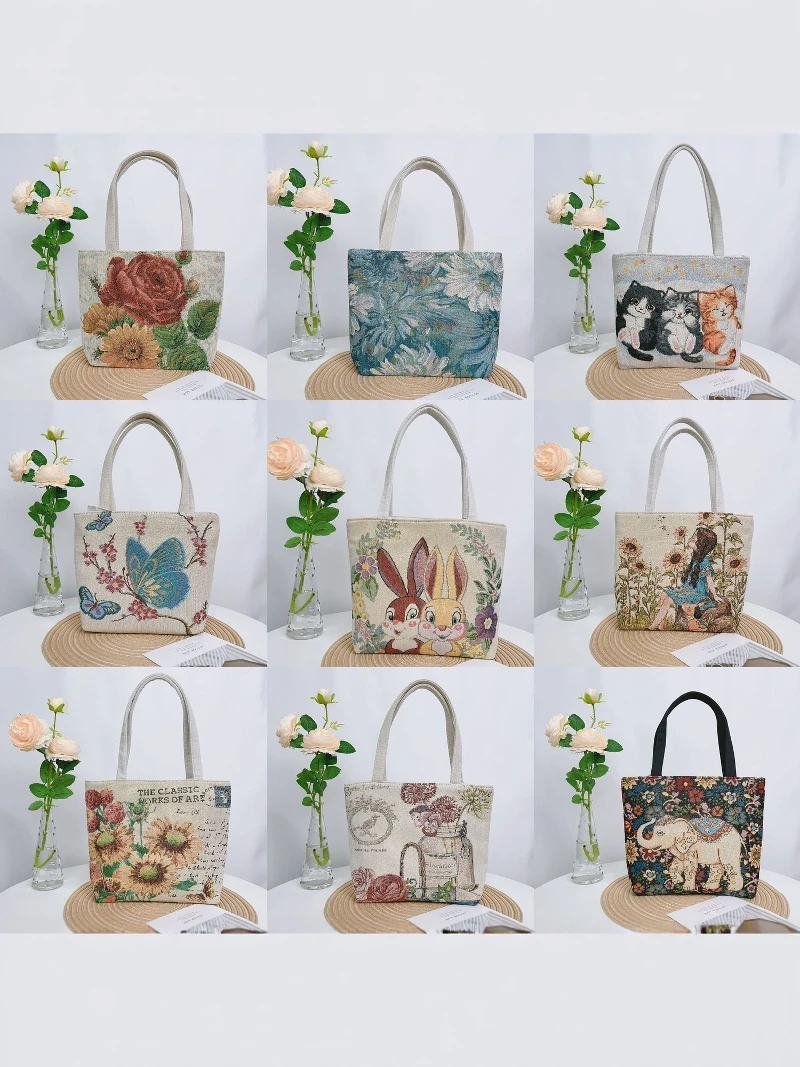 

Модная двусторонняя вышитая холщовая сумка, портативная сумка для телефона, сумка через плечо для работы и отдыха