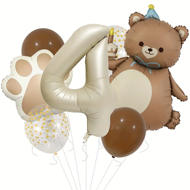 7 Stück Matte Bär Ballon 40 Zoll Milchweiß Nummer 1-6 Krallendruck Aluminiumfolie Ballon Set Jubiläum Geburtstag Party Dekoration – Detail 5