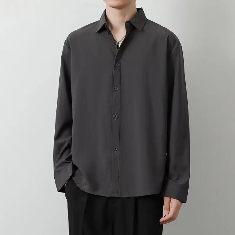 

Casual Faionable Long Sve Men's irt Busin Formal Wear Slim Fit Suit Jaet Casual Inner Wear Turn-down Collar M Top