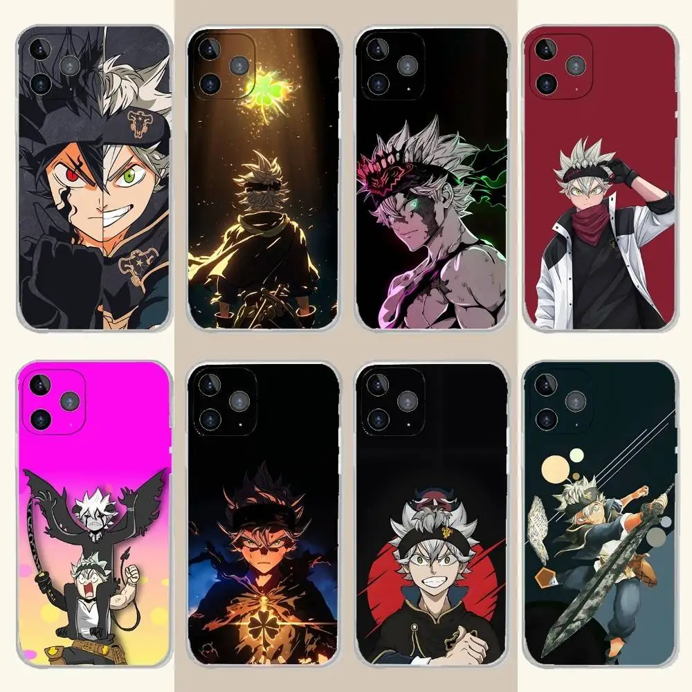 

B-Black Clover Asta Phone Case For iPhone 16,15,14,13,12,11 Plus,Pro,Max,XR,XS,Plus,E,SE4,Mini Transparent Soft Cover