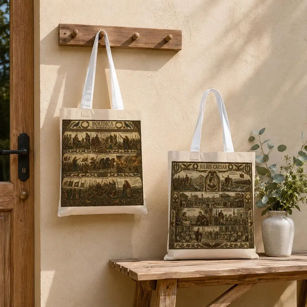 Ancient Legends Tapestry Storage Bags Tote Bag Reusable Shoulder Shopping Foldable For School Work Travel Daily Use