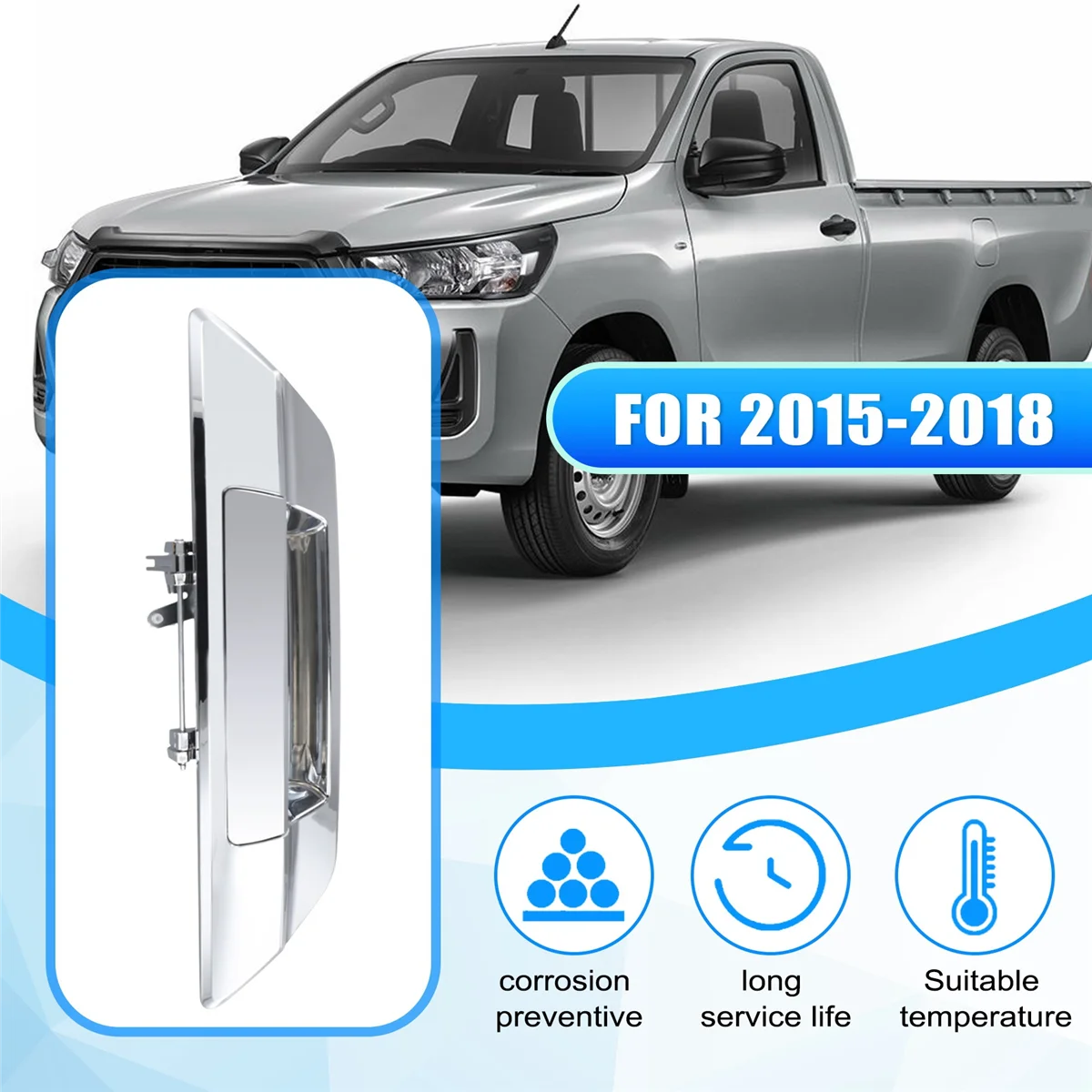

#704Y Tailgate Door Handle Whitout Hole 69090-0K090 for Toyota Hilux Revo 2015-2018 (Silver)