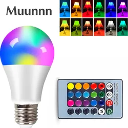 LED E27 RGB Lamp Spotlight Bulb AC 85-265V Bombillas LED 15W 10W 4W IR Remote Control Led Bulb Smart Led RGBW Lamp Home Decor