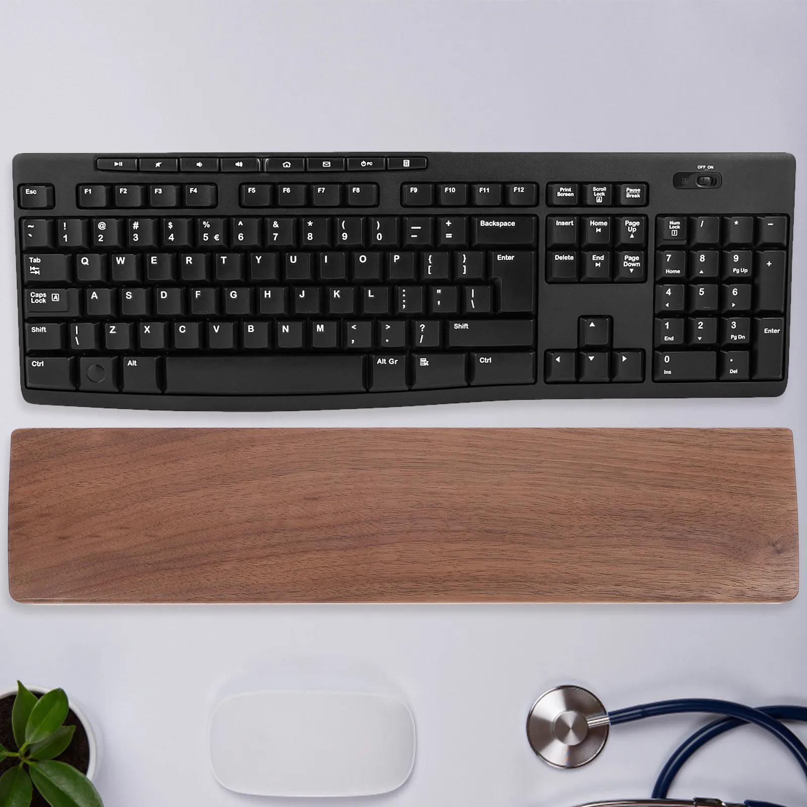 

Portable Wooden Keyboard Wrist Rest Skid Proof No Smell Full Support for Office Computer Gaming Use Wooden Keyboard Rest