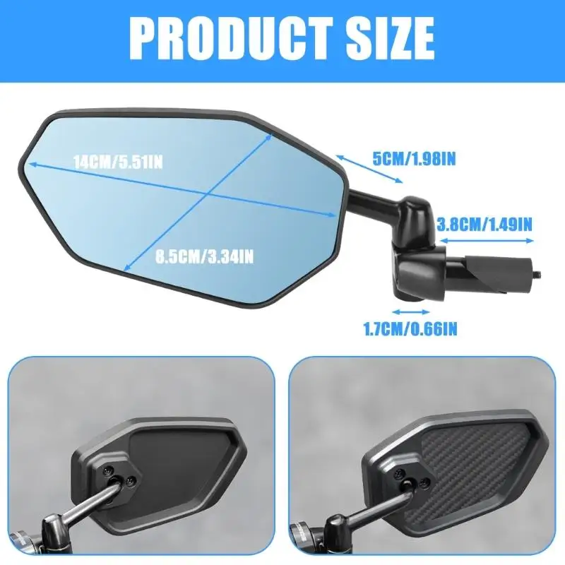 652F الدراجات 360 درجة تدوير الدراجات مرايا الرؤية الخلفية الدراجات المقود عاكس الرؤية الخلفية السلامة واسعة النطاق مرآة #6