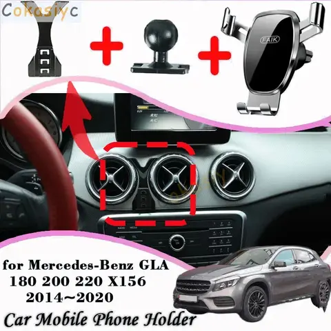 자동차 모바일 셀 스탠드, 메르세데스 벤츠 GLA 180 200 220 X156 2014 ~ 2020, 에어 벤트 클립, 폰 브래킷, 중력 거치대 액세서리