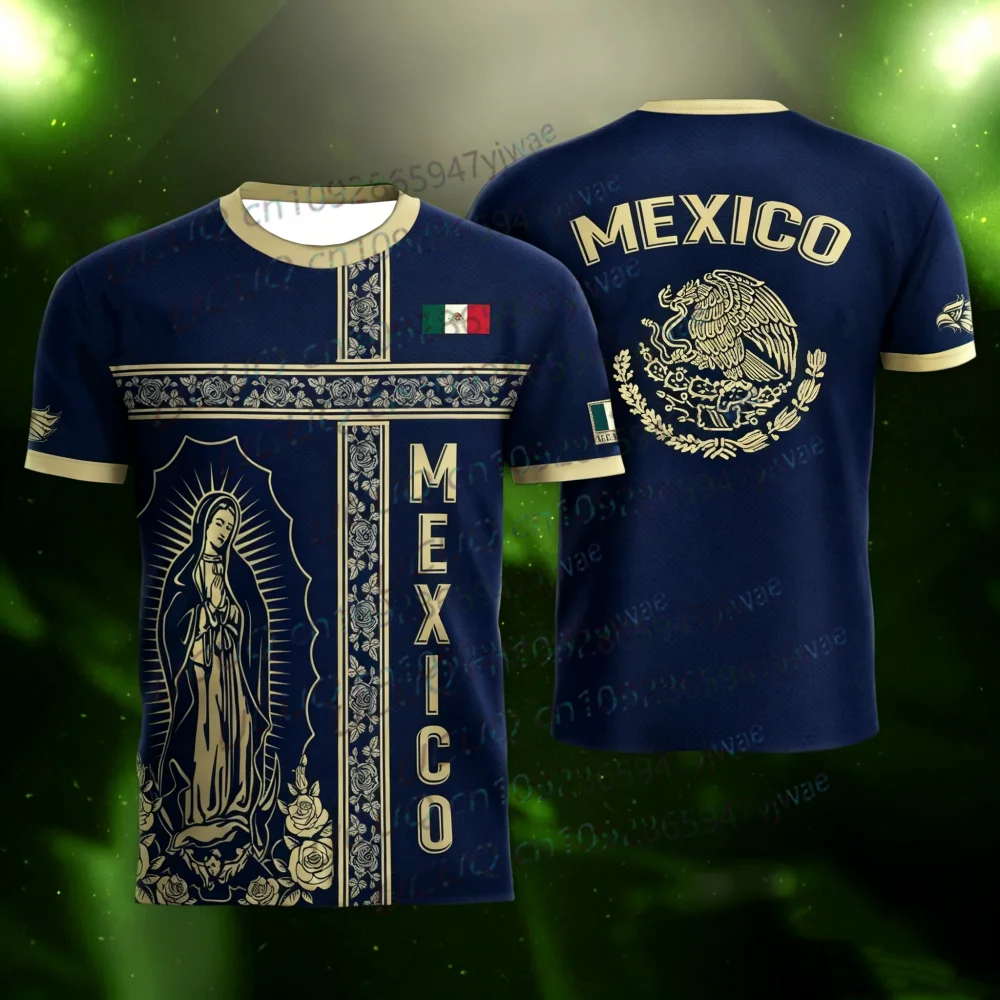 2026 Mexico National Flag Print Men's Women's Short Sleeve T-shirt 3D Print Tees Outdoor Football Jersey Sports Casual Tops
