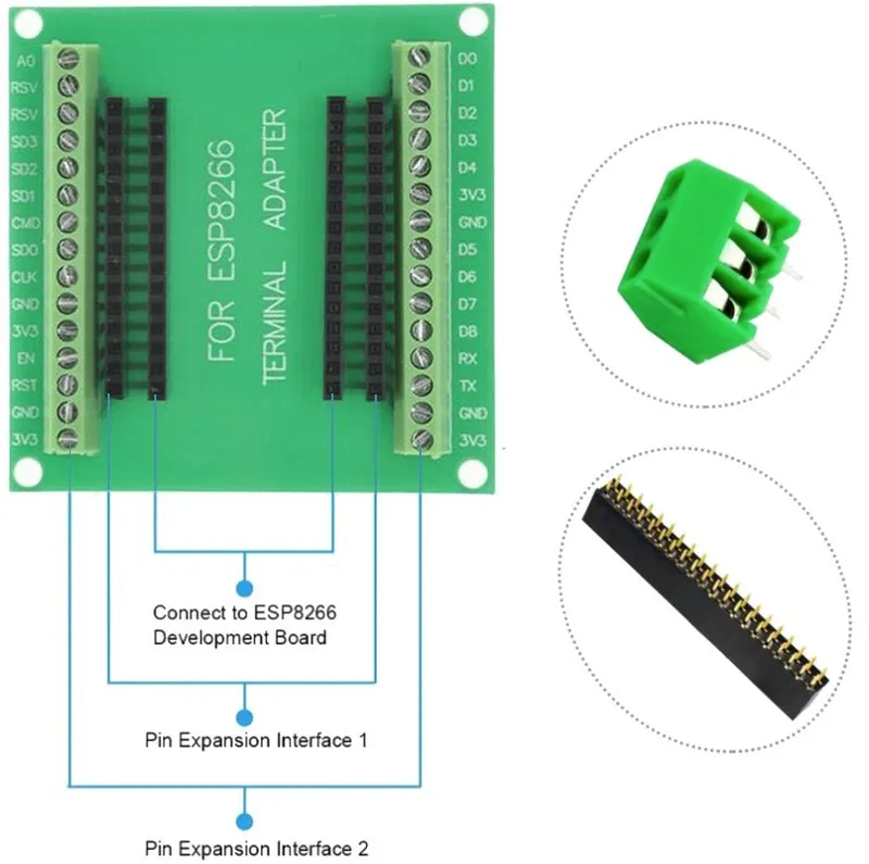 Esp8266 Erweiterungs platine Terminal Adapter ist kompatibel mit nodemcu v2 gpio led mcu Entwicklungs platine – Detail 1