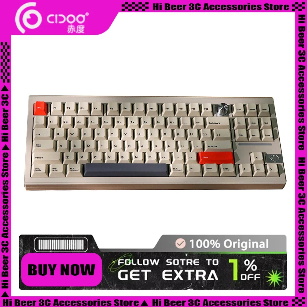 

Cidoo V87 Pro Mechanical Keyboard Aluminum Alloy Multi-function Knob Bluetooth Three Modes Gaming Keyboard PC Gamer Accessories