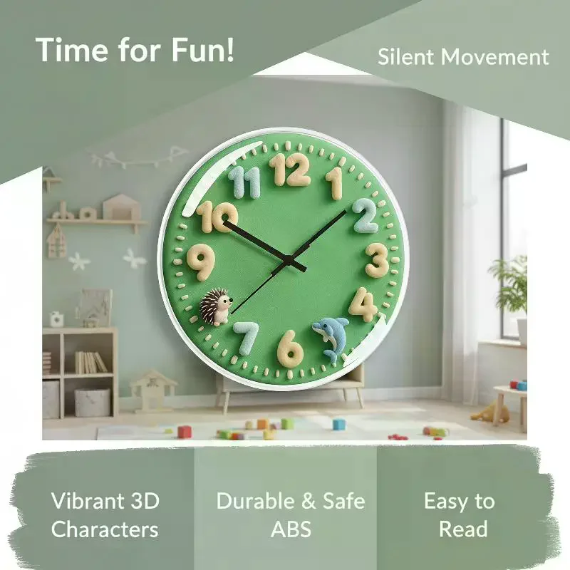 New！Silent Wall Clocks Creative Cartoon Animal Bedroom Living Room Home Simple Clock Fashion Quartz Clock Wall Clock
