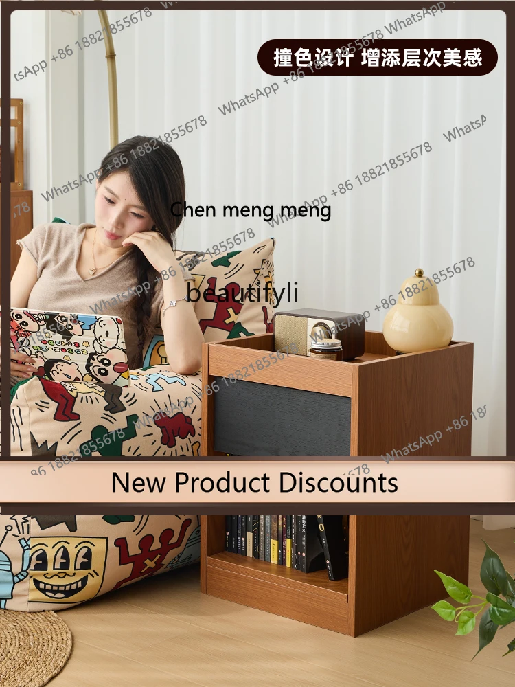 

Antique Boxwood Bedside Table Small Side Table for Living Room and Bedroom Small Floor-standing Bedside Cabinet H